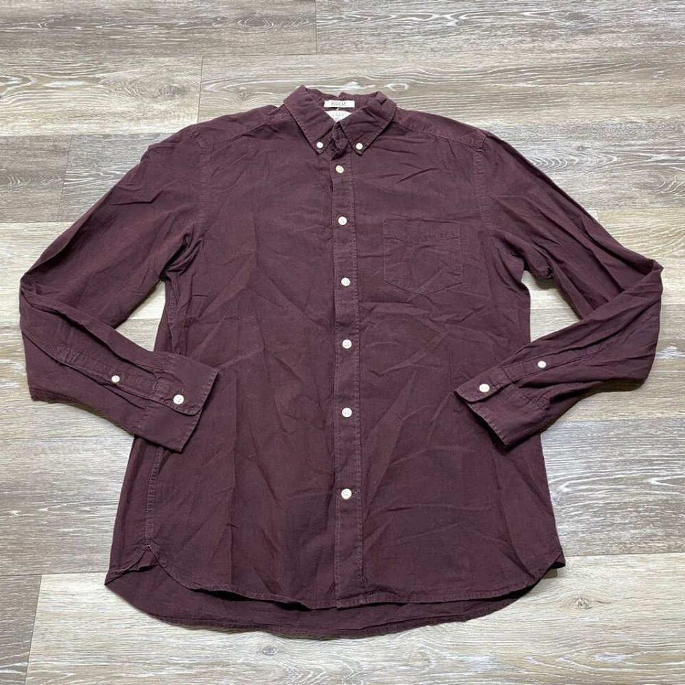 L.O.G.G. by H&M Regular Fit Button Down Burgundy Casual Shirt Men's Size Small - Picture 7 of 8